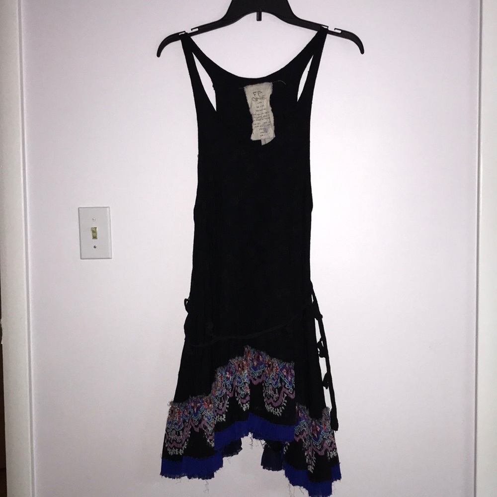 Free People FP One trapeze mini dress black ruffle